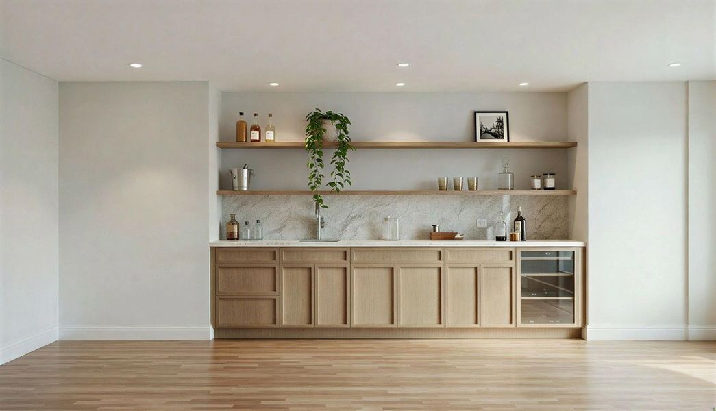 Rendering: Third floor flex room is equipped with large wet bar, perfect for entertaining.