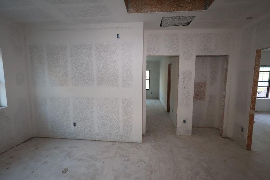 In-progress construction of a new home in Riceland 60’ Homesites, Mont Belvieu, TX (Image 6). In-progress construction of a new home in Riceland 60’ Homesites, Mont Belvieu, TX (Image 6).