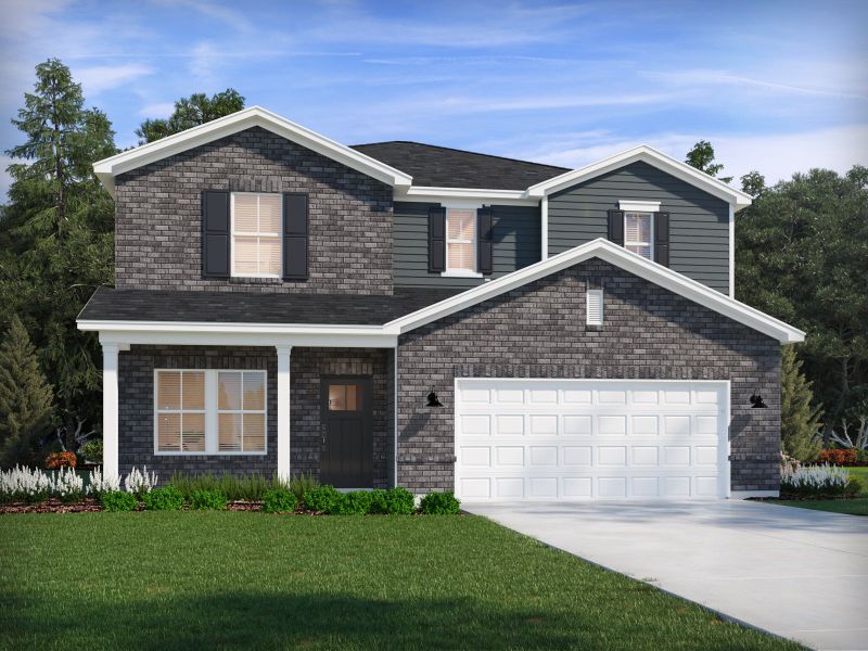 Front exterior of a new home in River Ridge, Clarksville, TN, highlighting curb appeal (Image 1). Front exterior of a new home in River Ridge, Clarksville, TN, highlighting curb appeal (Image 1).