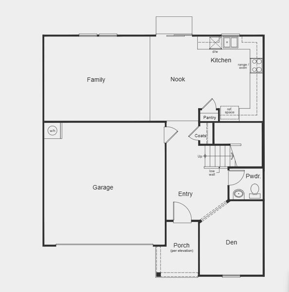 2D floor plan layout for the Plan 2177 by KB Home in Freeman Farms, Youngsville, NC (Image 10).
