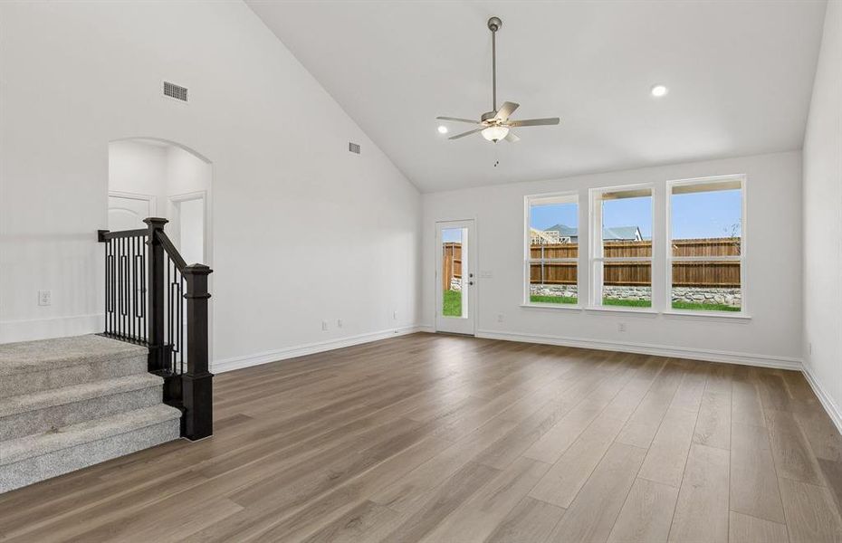Gathering room with large windows