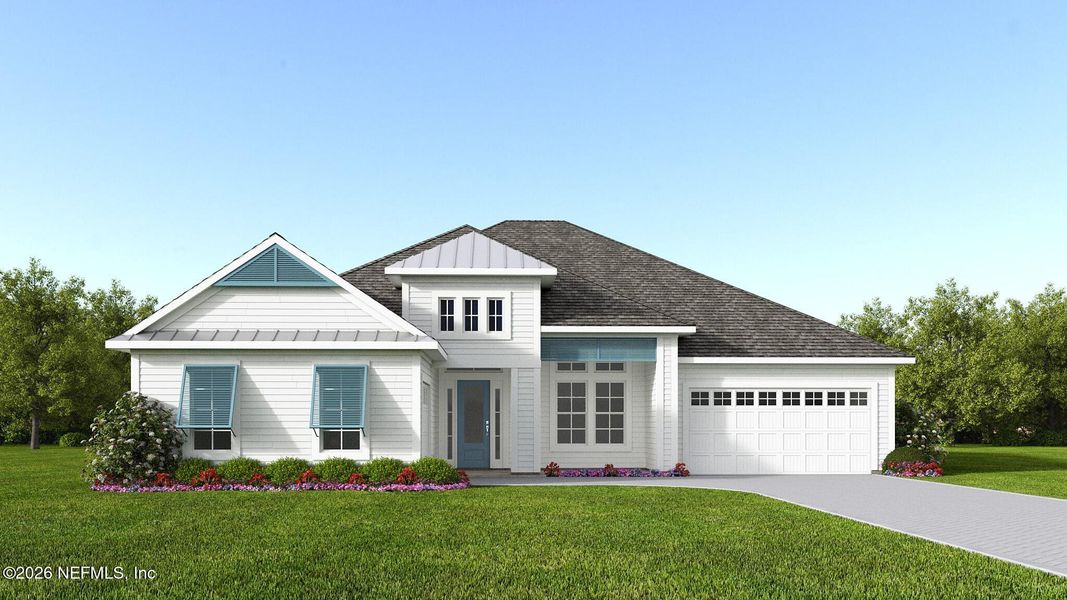 Front exterior of a new home in , St. Augustine, FL, highlighting curb appeal (Image 1). Front exterior of a new home in , St. Augustine, FL, highlighting curb appeal (Image 1).