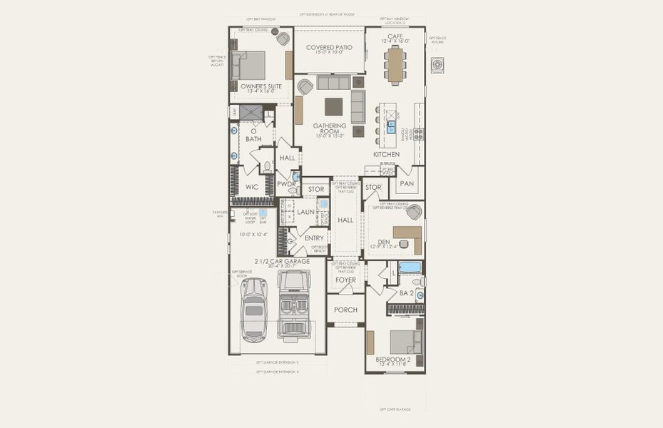 2D floor plan layout for the Refuge by Del Webb in Sun City Festival, Buckeye, AZ (Image 3).