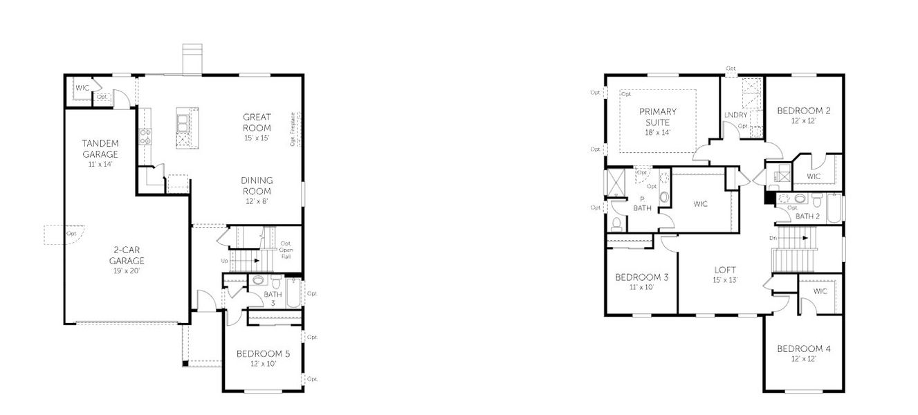 2D floor plan layout for the Denali - Single Family Homes by Dream Finders Homes in Wolf Creek Run, Strasburg, CO (Image 5).