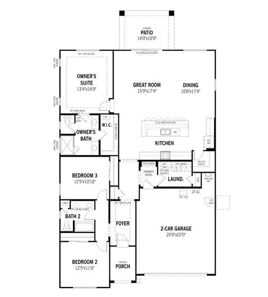2D floor plan layout for the Aqua by Mattamy Homes in White Tank Vistas, Waddell, AZ (Image 3).