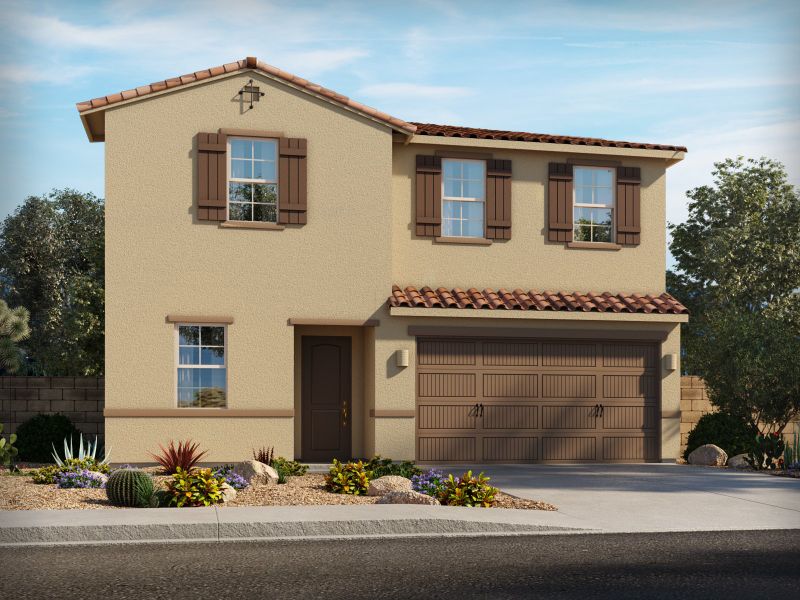 Representative exterior photo of a completed home built from the Nirvana by Meritage Homes in La Estancia - Arcadia, Tucson, AZ (Image 5).
