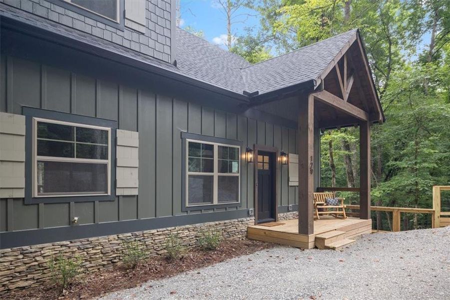Exterior details and patio area of a home in , Ellijay (Image 28).