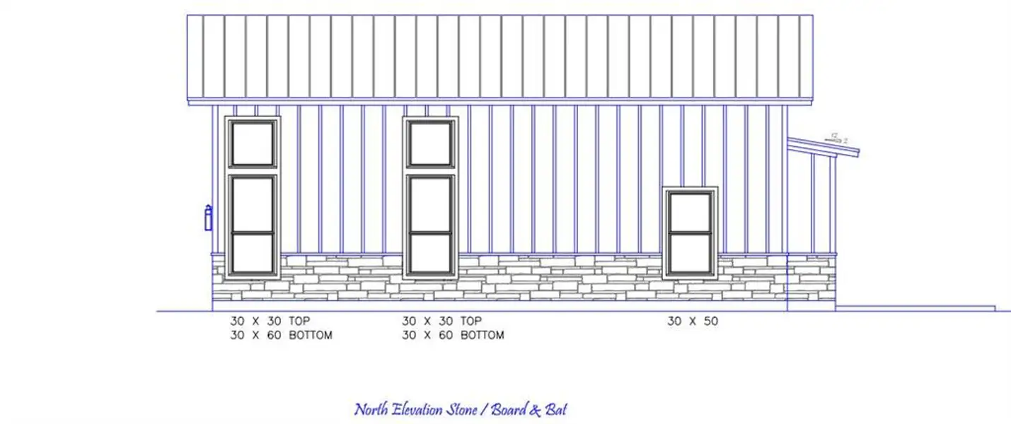 North Elevation with Stone and Board and Batten Siding