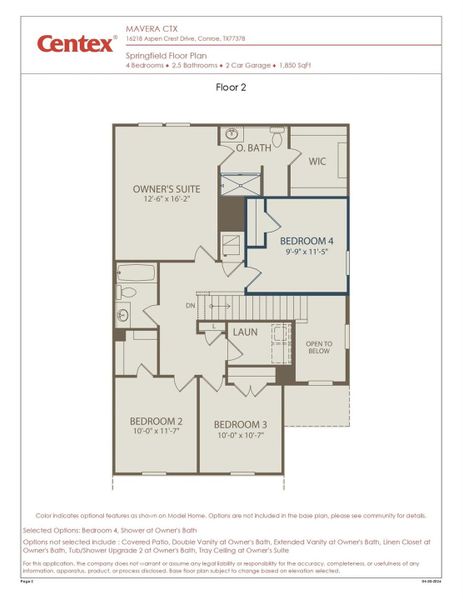 2D floor plan layout of this home in Mavera, Conroe, TX (Image 2). 2D floor plan layout of this home in Mavera, Conroe, TX (Image 2).