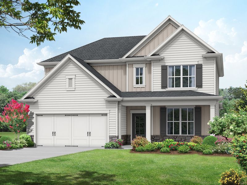 Representative exterior photo of a completed home built from the The Farmington by My Home Communities in Sutton’s Landing, Statham, GA (Image 6).