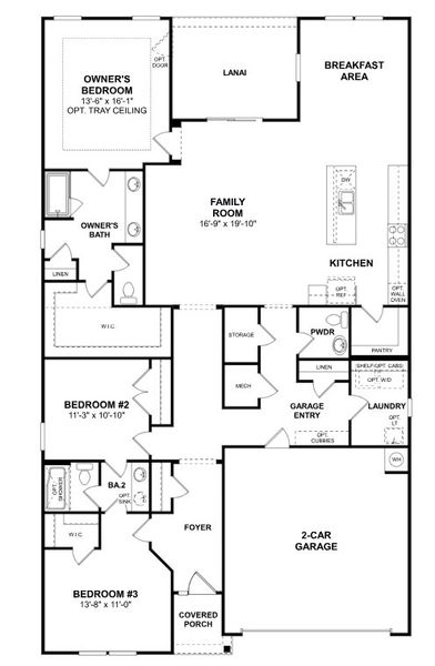 2D floor plan layout for the Vernon by M/I Homes in Bellamore, York, SC (Image 3).