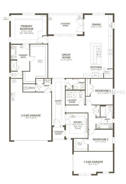 2D floor plan layout of this home in Rye Manor at Legacy Preserve, Parrish, FL (Image 2). 2D floor plan layout of this home in Rye Manor at Legacy Preserve, Parrish, FL (Image 2).