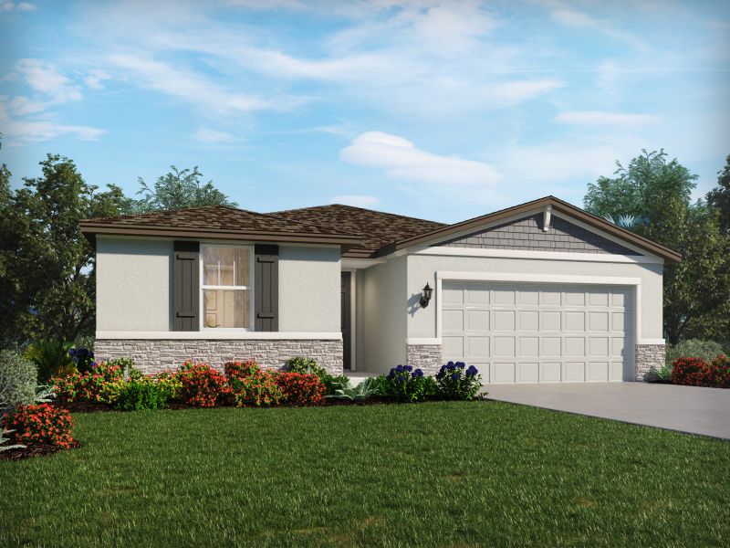 Representative exterior photo of a completed home built from the Gardenia by Meritage Homes in Leyland Preserve - Classic Series, Brooksville, FL (Image 1).