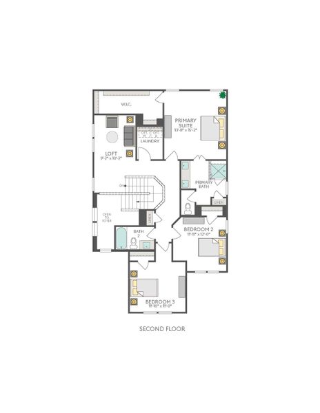 2D floor plan layout for the Lantana by Tri Pointe Homes in Terrace Collection At Turner's Crossing, Buda, TX (Image 5).