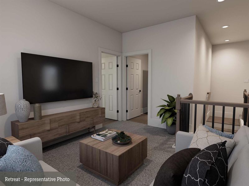 Representative furnished interior of a home built from the The Adelia by David Weekley Homes in Double Creek Crossing Townhomes, Round Rock (Image 3).