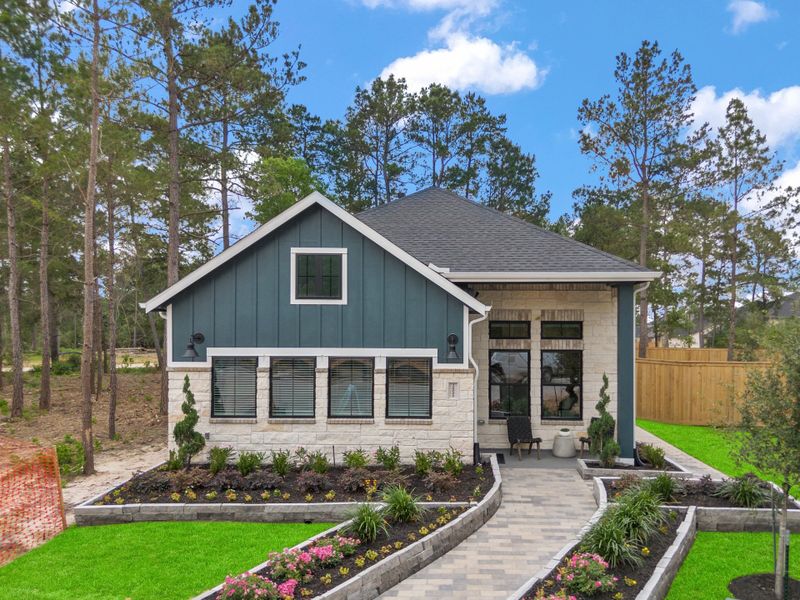 Front exterior of a new home in Kresston, Montgomery, TX, highlighting curb appeal (Image 22).