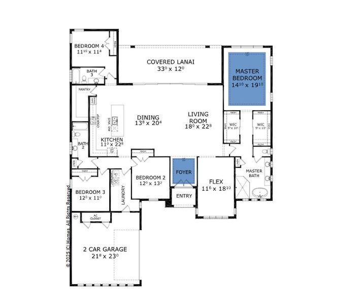 2D floor plan layout for the Egret VIII - Pinnacle Series | 80' Wide Lots by ICI Homes in Tidewater, Jacksonville, FL (Image 3).