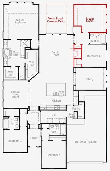 2D floor plan layout of this home in Painted Tree, McKinney, TX (Image 3).
