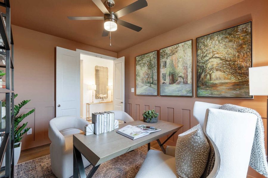 Representative furnished interior of a home built from the Monet-SS Plan by Highland Homes in The Crossvine, Schertz (Image 53). Representative furnished interior of a home built from the Monet-SS Plan by Highland Homes in The Crossvine, Schertz (Image 53).