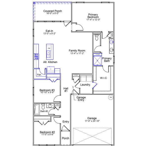 2D floor plan layout of this home in Landmark Commons, Boiling Springs, SC (Image 3).