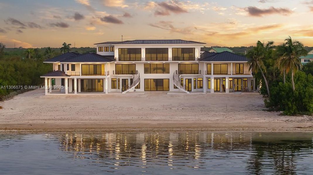 twilight aerial from ocean front beach twilight aerial from ocean front beach