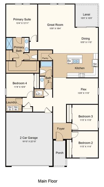 2D floor plan layout of this home in Coopers Meadow, Jacksonville, FL (Image 5).