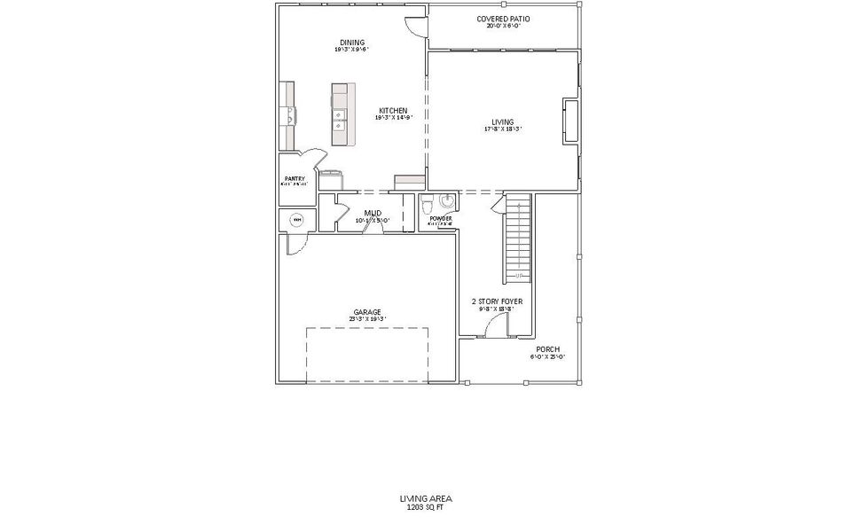 2D floor plan layout for the Emilia by Enchanted Homes in Guadalupe Heights, Seguin, TX (Image 4).