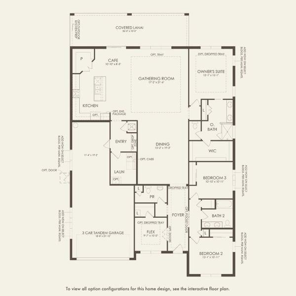 2D floor plan layout for the Merlot by Pulte Homes in Avera, Orlando, FL (Image 3).
