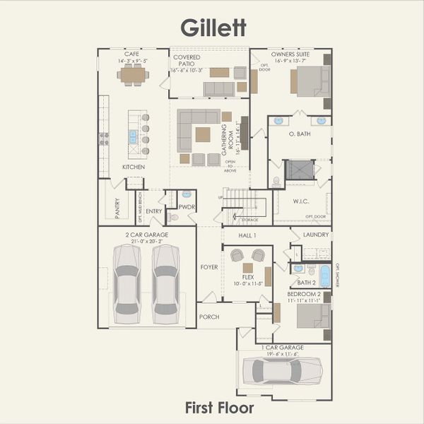2D floor plan layout for the Gillett by Pulte Homes in Blue Creek Trails, Richmond, TX (Image 3). 2D floor plan layout for the Gillett by Pulte Homes in Blue Creek Trails, Richmond, TX (Image 3).