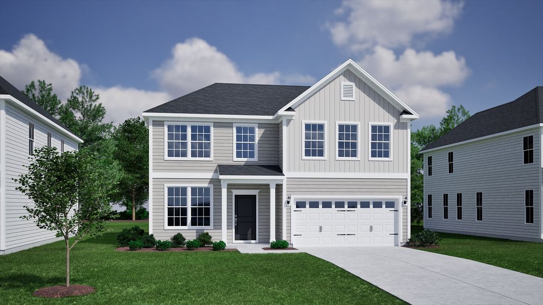 Representative exterior photo of a completed home built from the Cooper - Vanguard Collection by Mungo Homes in Windsor Forest, Anderson, SC (Image 1).