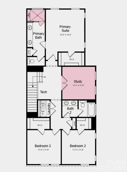 Second Floor Plan - Additional Highlights Include: Upgraded shower at primary bath, study in place of loft, and gourmet kitchen Second Floor Plan - Additional Highlights Include: Upgraded shower at primary bath, study in place of loft, and gourmet kitchen
