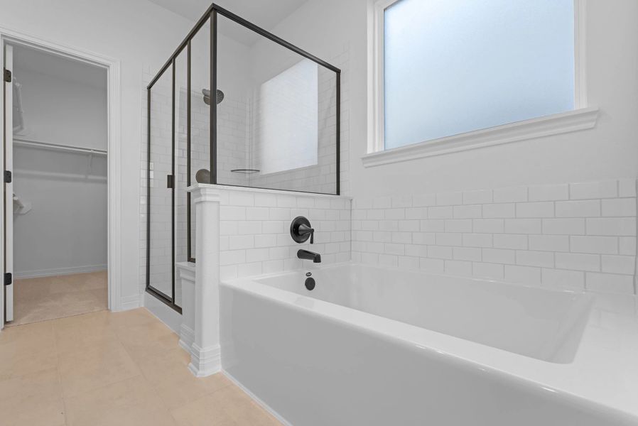 Primary bathroom. Sample product photo. Actual exterior and interior selections may vary by homesite. Photo may be virtually staged. Primary bathroom. Sample product photo. Actual exterior and interior selections may vary by homesite. Photo may be virtually staged.