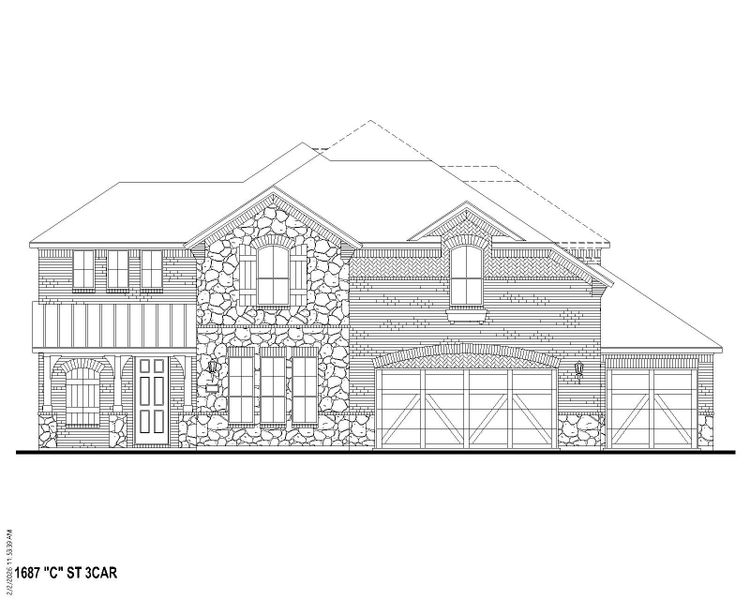Plan 1687 Elevation C w/ Stone (3C) Plan 1687 Elevation C w/ Stone (3C)