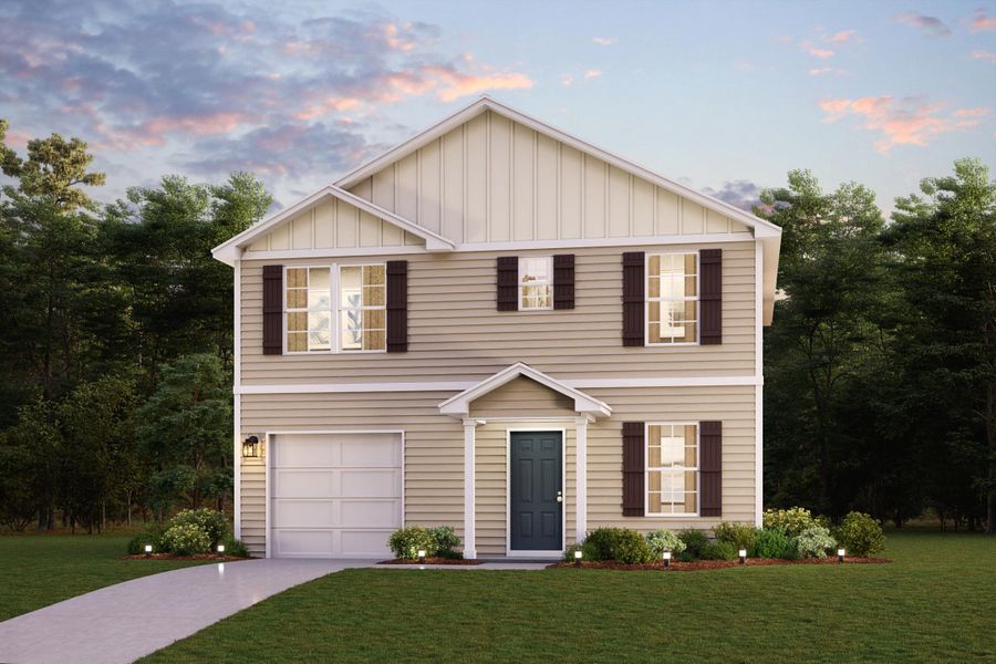 Representative exterior photo of a completed home built from the Bennington by Century Complete in Hewett Landing, Supply, NC (Image 1). Representative exterior photo of a completed home built from the Bennington by Century Complete in Hewett Landing, Supply, NC (Image 1).