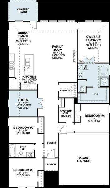 2D floor plan layout of this home in The Preserve, Justin, TX (Image 2). 2D floor plan layout of this home in The Preserve, Justin, TX (Image 2).