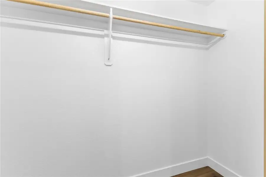 Spacious closet featuring dark wood-type flooring