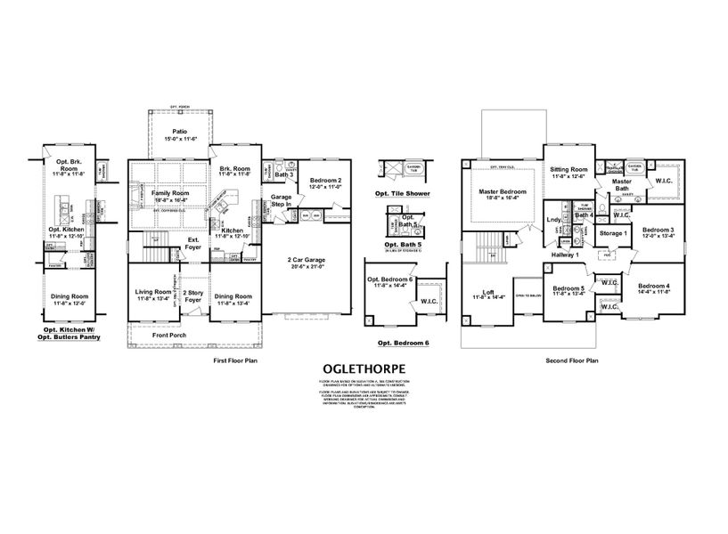 2D floor plan layout for the Oglethorpe by Ivey Homes in Tillery Park, Grovetown, GA (Image 2).