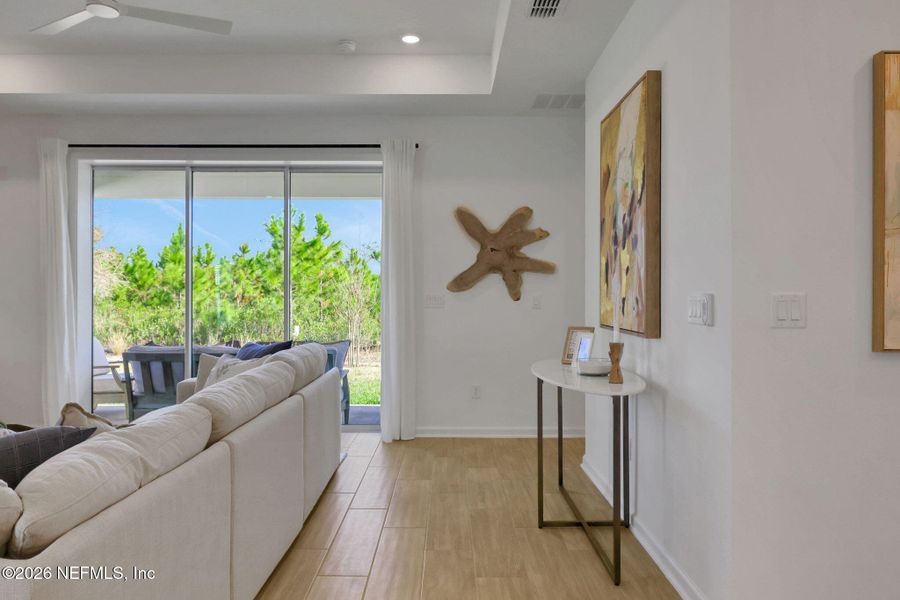 Furnished interior view inside a new home in Seminole Trace, Palm Coast (Image 9). Furnished interior view inside a new home in Seminole Trace, Palm Coast (Image 9).