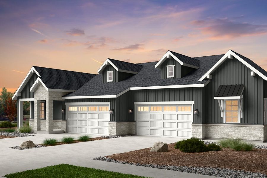 Representative exterior photo of a completed home built from the Rocky Mountain by Taylor Morrison in The Aurora Highlands Landmark Collection, Aurora, CO (Image 24).