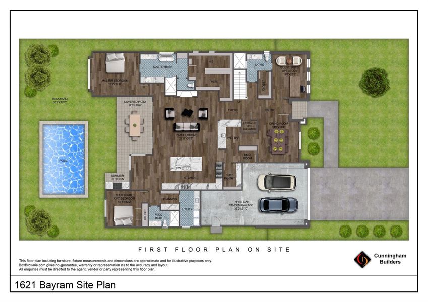 Rendering of the site plan and first floor to show space and layout, pool not included. Buyer/buyer's agent to confirm all specs Rendering of the site plan and first floor to show space and layout, pool not included. Buyer/buyer's agent to confirm all specs