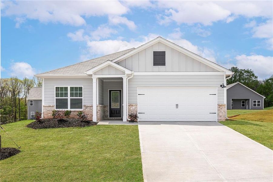 Front exterior of a home in the Lake Preserve at Jackson Trail community, located in Hoschton, GA (Image 13). Front exterior of a home in the Lake Preserve at Jackson Trail community, located in Hoschton, GA (Image 13).