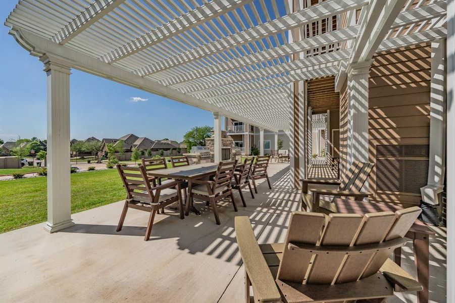 Relaxing patio for community use.