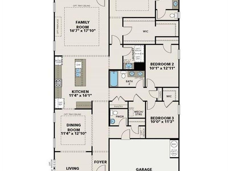 2D floor plan layout of this home in Kelly Preserve, Loganville, GA (Image 3).