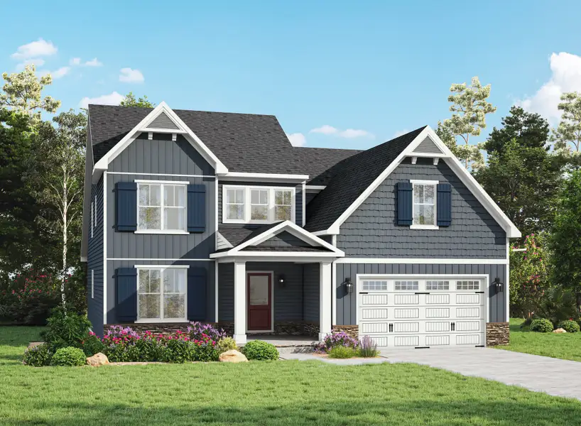 Representative exterior photo of a completed home built from the Roanoke by Caruso Homes in Sauls Landing, Zebulon, NC (Image 22). Representative exterior photo of a completed home built from the Roanoke by Caruso Homes in Sauls Landing, Zebulon, NC (Image 22).