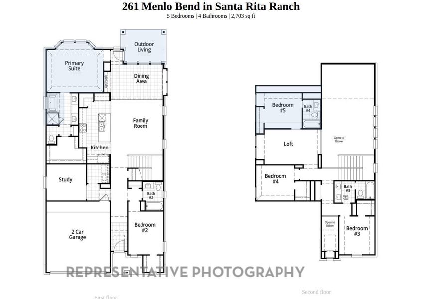 2D floor plan layout of this home in Santa Rita Ranch: 40-45ft. lots, Liberty Hill, TX (Image 4).