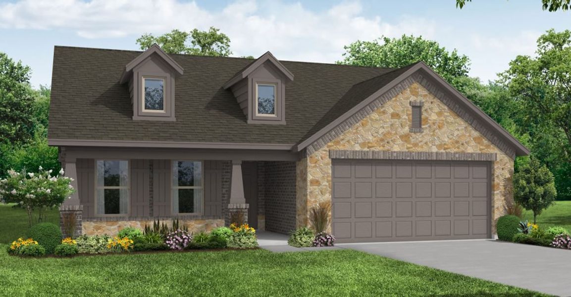 Representative exterior photo of a completed home built from the Lincoln by Impression Homes in Terra Vella, Haslet, TX (Image 15).