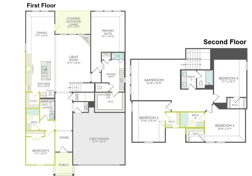 2D floor plan layout of this home in Discovery Collection at The Meadows, Denton, TX (Image 3). 2D floor plan layout of this home in Discovery Collection at The Meadows, Denton, TX (Image 3).