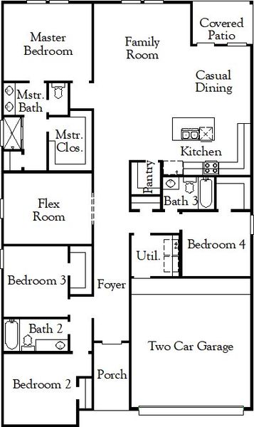2D floor plan layout for the Young by Coventry Homes in Westridge Cove 50', Conroe, TX (Image 3). 2D floor plan layout for the Young by Coventry Homes in Westridge Cove 50', Conroe, TX (Image 3).