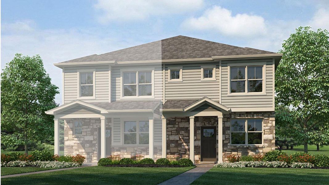 Representative exterior photo of a completed home built from the Augusta by D.R. Horton in Horizon Uptown, Aurora, CO (Image 6).