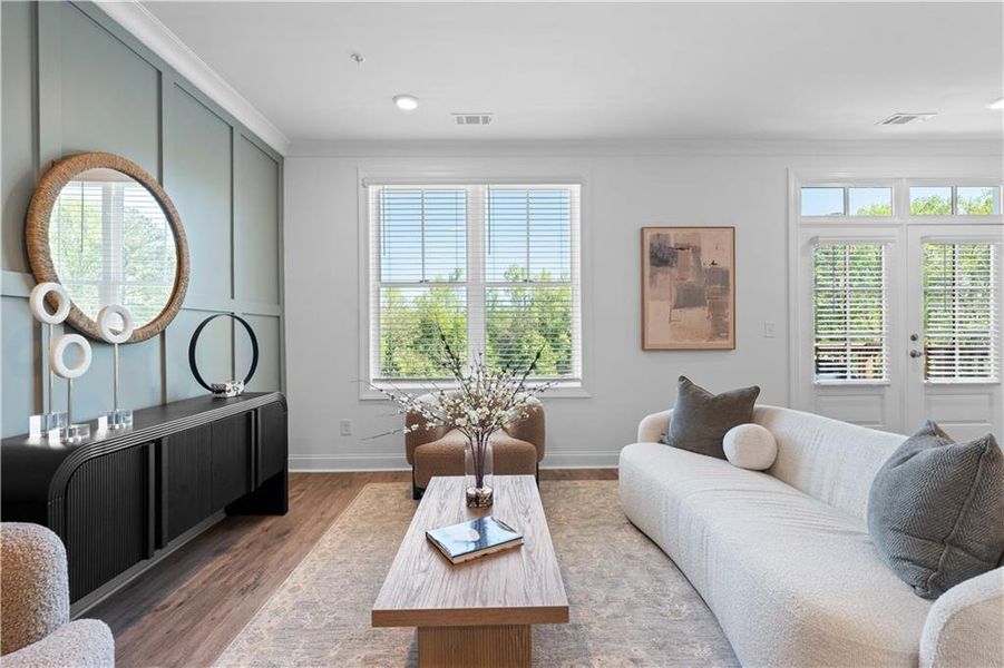 Furnished interior view inside a new home in Market Square at Sawnee Village, Cumming (Image 13).